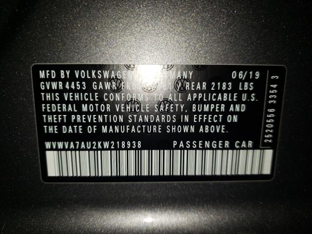 2019 VOLKSWAGEN GOLF R WVWVA7AU2KW218938