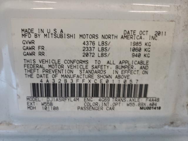 2012 MITSUBISHI GALANT ES 4A32B3FFXCE011057