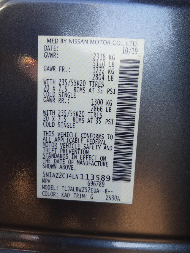 2020 NISSAN MURANO SL 5N1AZ2CJ4LN113589