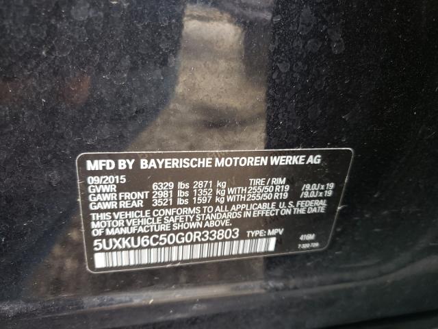 2016 BMW X6 XDRIVE5 5UXKU6C50G0R33803