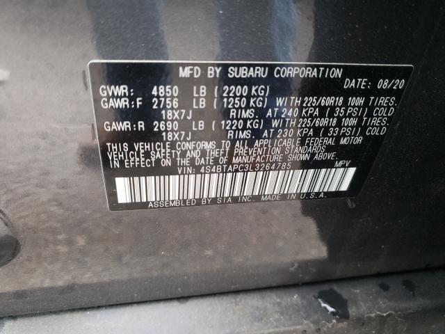 2020 SUBARU OUTBACK TO 4S4BTAPC3L3264785