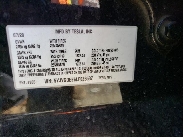 2020 TESLA MODEL Y 5YJYGDEE6LF026537