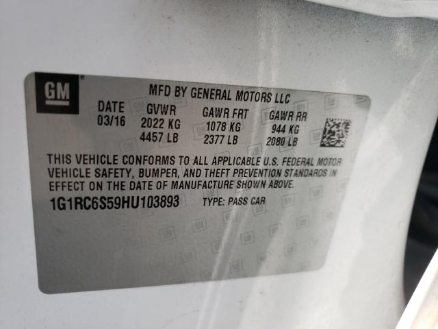 VIN 1G1RC6S59HU103893 2017 Chevrolet Volt, LT no.10