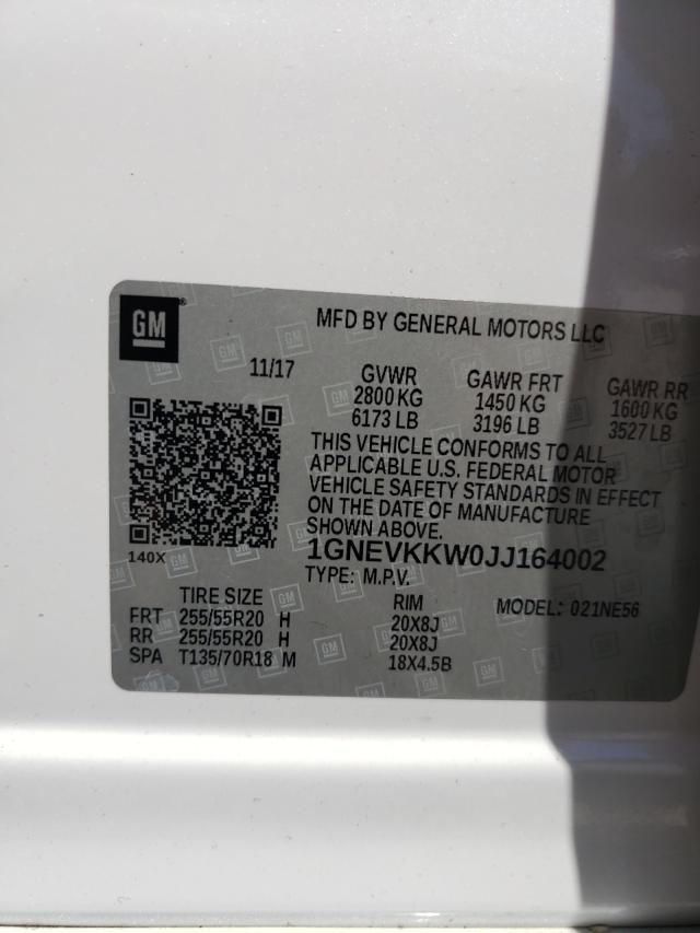 2018 CHEVROLET TRAVERSE H 1GNEVKKW0JJ164002