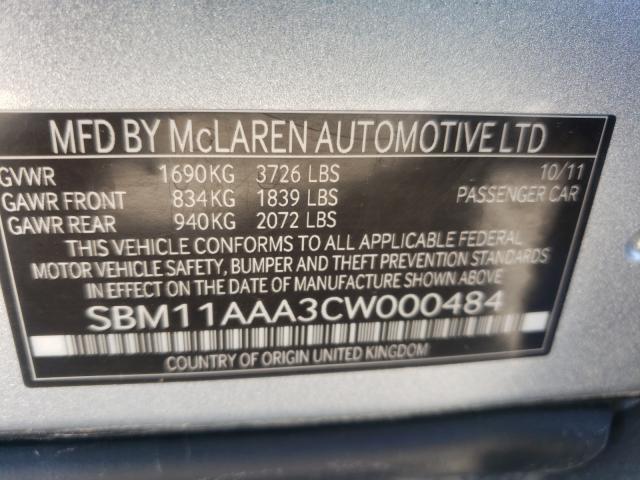 2012 MCLAREN AUTOMOTIVE MP4-12C SBM11AAA3CW000484