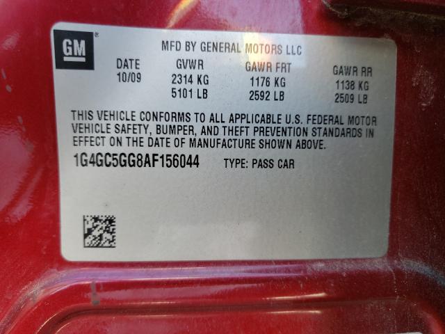 2010 BUICK LACROSSE C 1G4GC5GG8AF156044