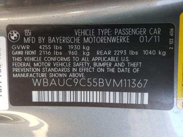 2011 BMW 135 I WBAUC9C55BVM11367