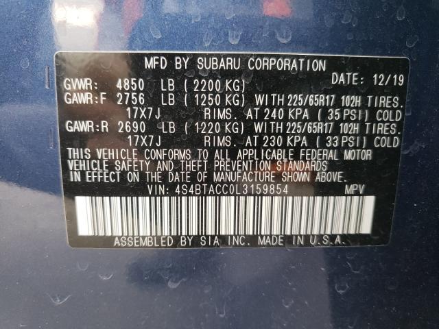 2020 SUBARU OUTBACK PR 4S4BTACC0L3159854