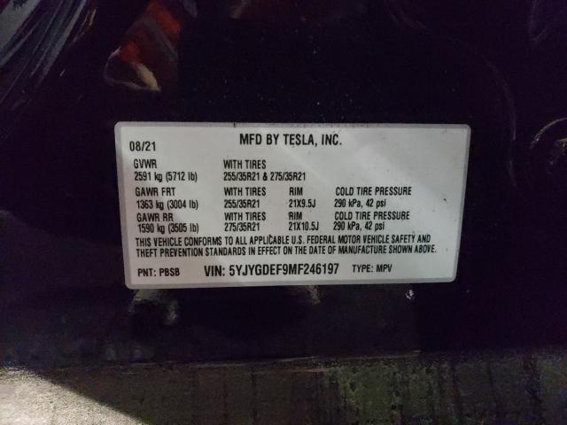 2021 TESLA MODEL Y 5YJYGDEF9MF246197
