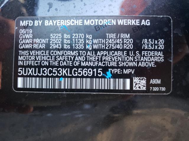 2019 BMW X4 XDRIVE3 5UXUJ3C53KLG56915