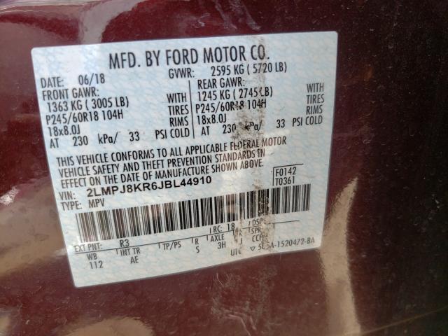 2018 LINCOLN MKX SELECT 2LMPJ8KR6JBL44910