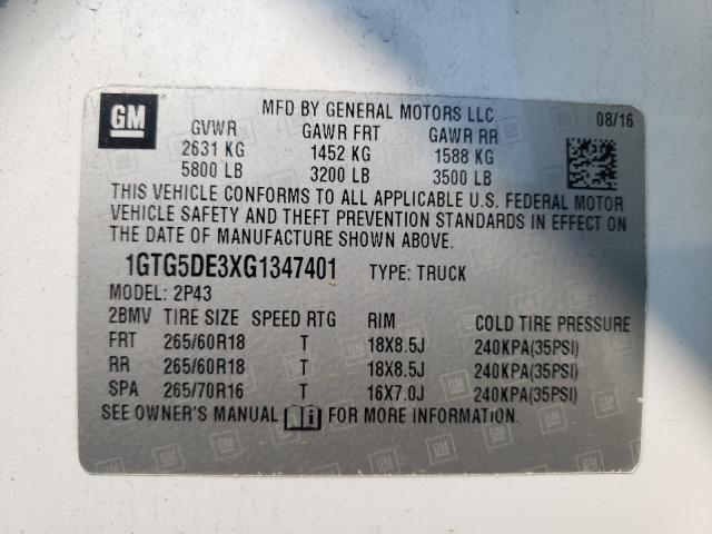2016 GMC CANYON SLT 1GTG5DE3XG1347401