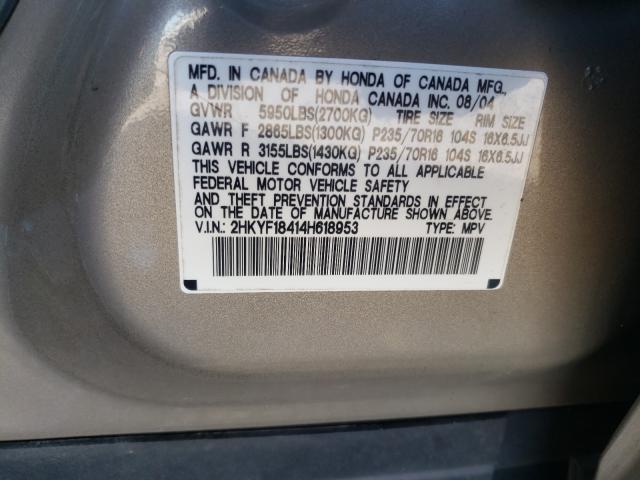 2004 HONDA PILOT 2HKYF18414H618953