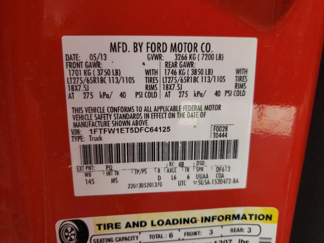 2013 FORD F150XLT4X4 1FTFW1ET5DFC64125