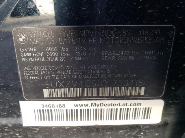 2012 BMW X5 5UXZV4C51CL750418