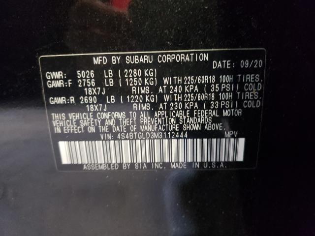 2021 SUBARU OUTBACK ON 4S4BTGLD3M3112444