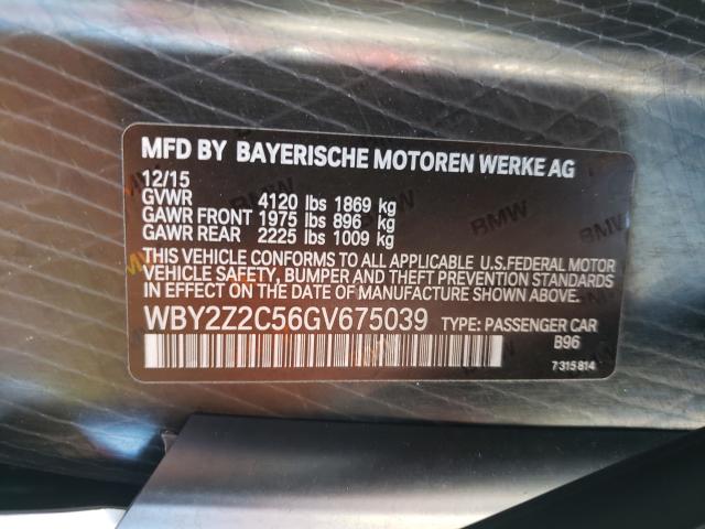 VIN WBY2Z2C56GV675039 2016 BMW I8 no.10