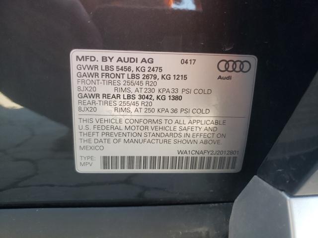 2018 AUDI Q5 PRESTIG WA1CNAFY2J2012801