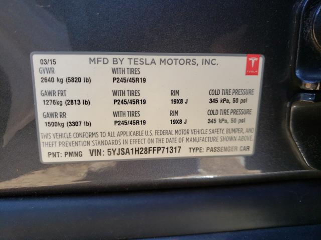 2015 TESLA MODEL S 85 5YJSA1H28FFP71317