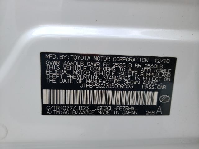 2011 LEXUS IS F JTHBP5C27B5009023