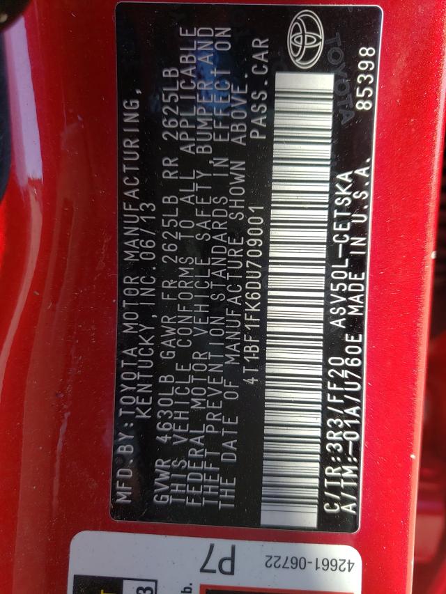 2013 TOYOTA CAMRY L/SE 4T1BF1FK6DU709001