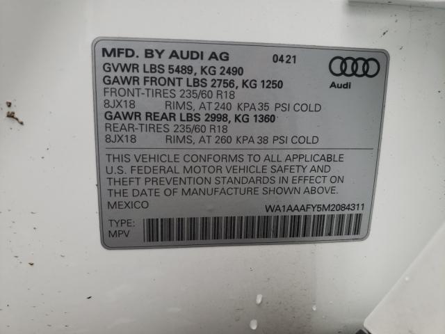 2021 AUDI Q5 WA1AAAFY5M2084311