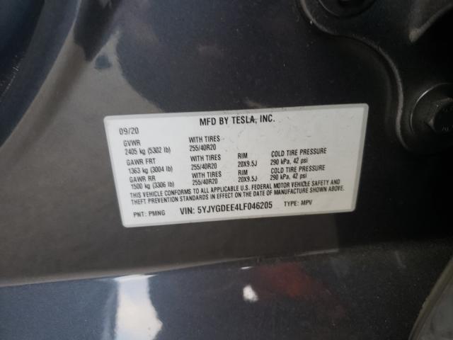 2020 TESLA MODEL Y 5YJYGDEE4LF046205