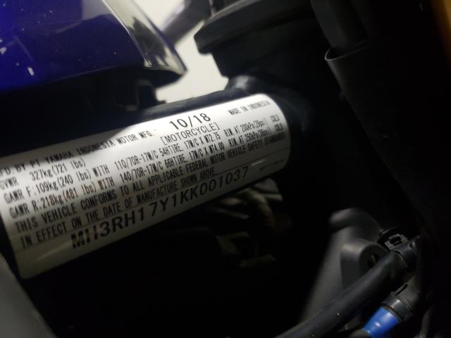 2019 YAMAHA YZFR3 MH3RH17Y1KK001037