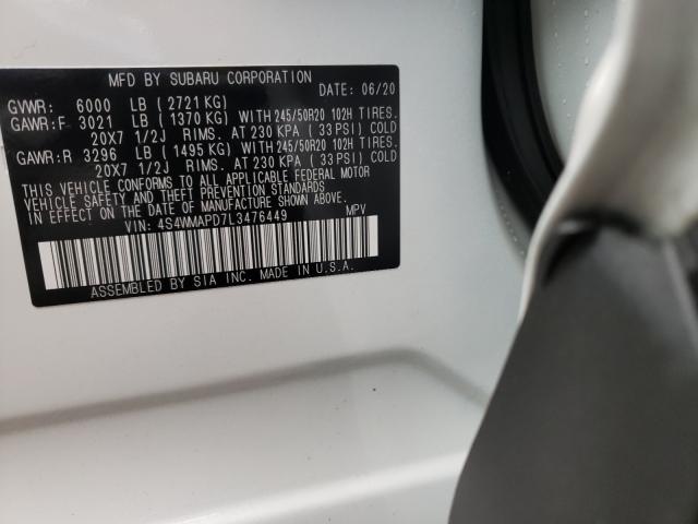 2020 SUBARU ASCENT LIM 4S4WMAPD7L3476449