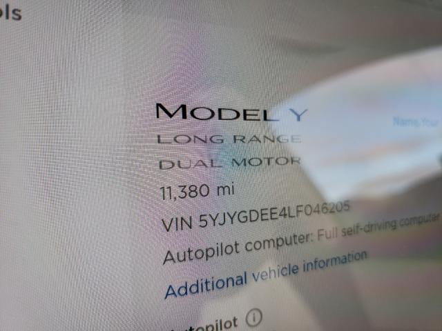 2020 TESLA MODEL Y 5YJYGDEE4LF046205