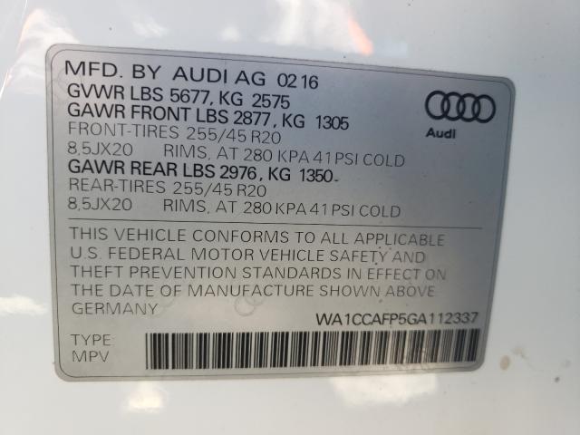 2016 AUDI SQ5 PREMIU WA1CCAFP5GA112337