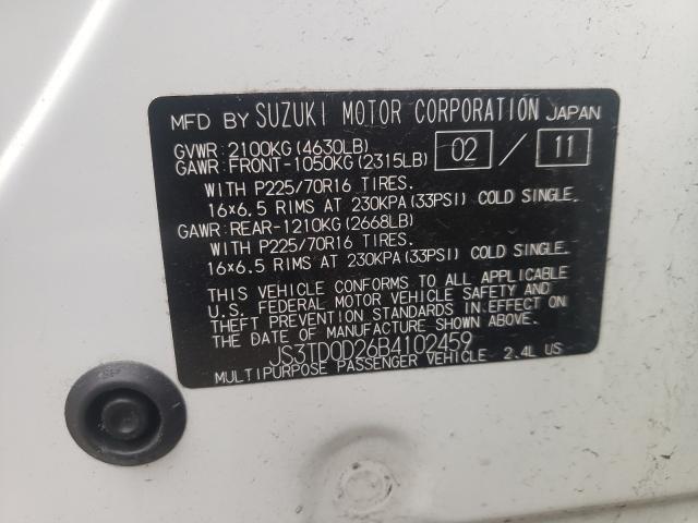 2011 SUZUKI GRAND VITA JS3TD0D26B4102459