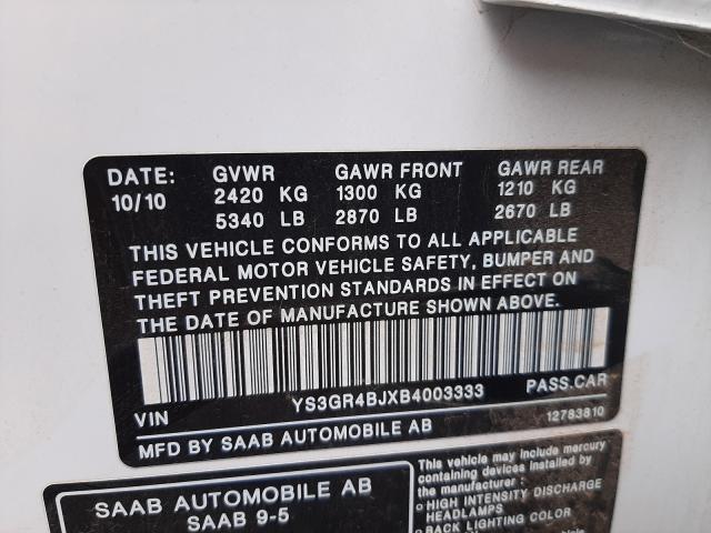 2011 SAAB 9-5 AERO YS3GR4BJXB4003333