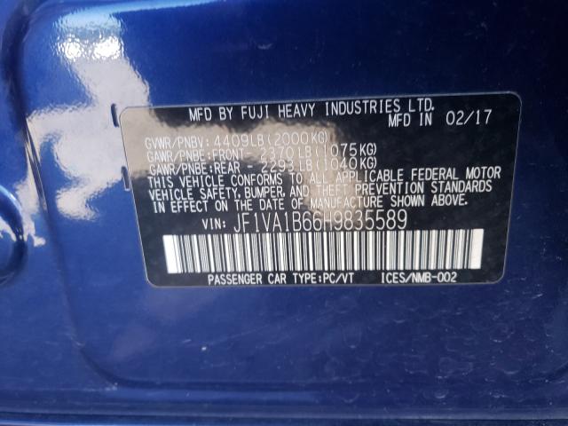 2017 SUBARU WRX JF1VA1B66H9835589