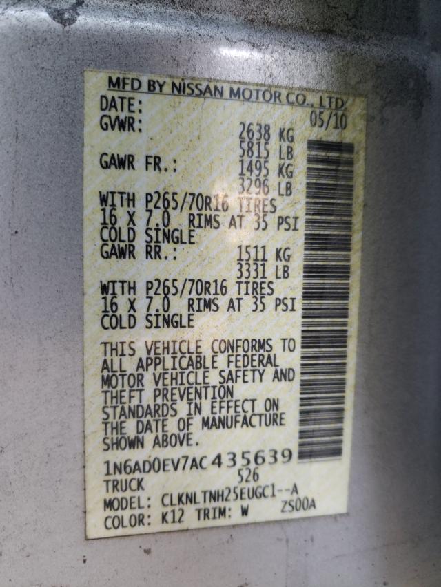 2010 NISSAN FRONTIER C 1N6AD0EV7AC435639