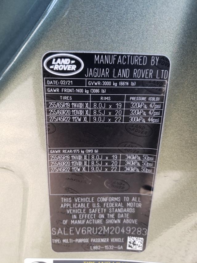 2021 LAND ROVER DEFENDER 9 SALEV6RU2M2049283