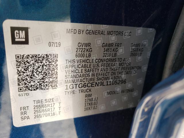 2020 GMC CANYON SLE 1GTG6CEN9L1105296