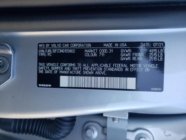 2022 VOLVO S60 B5 MOM 7JRL12FZ3NG155802