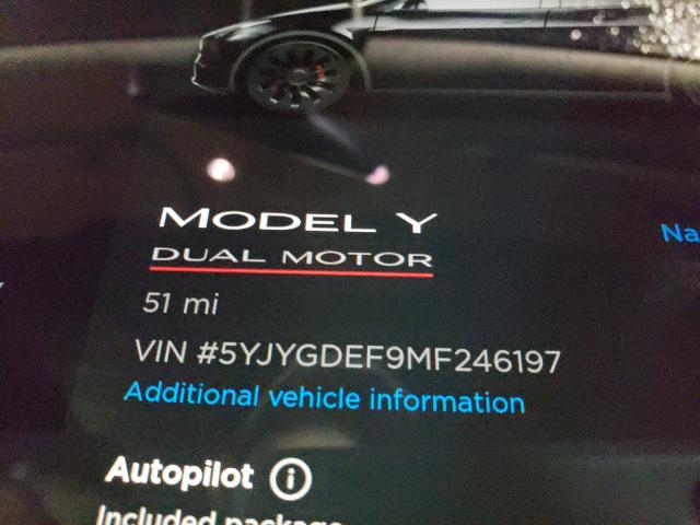 2021 TESLA MODEL Y 5YJYGDEF9MF246197