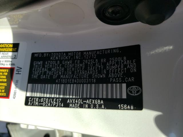 2013 TOYOTA AVALON HYB 4T1BD1EB4DU003118