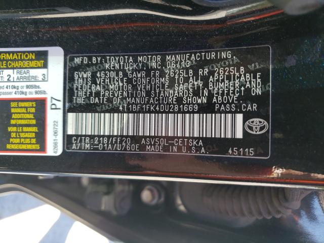 2013 TOYOTA CAMRY L 4T1BF1FK4DU281669