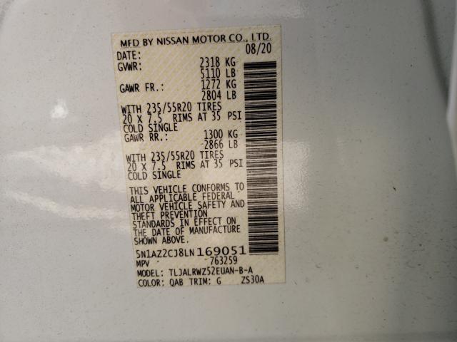 2020 NISSAN MURANO SL 5N1AZ2CJ8LN169051