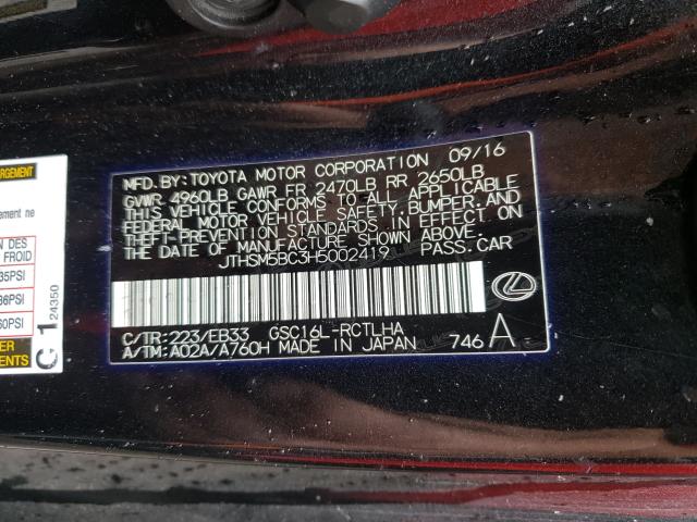 2017 LEXUS RC 300 JTHSM5BC3H5002419