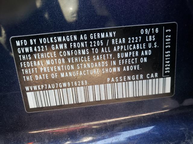 2016 VOLKSWAGEN E-GOLF SE WVWKP7AU7GW916289