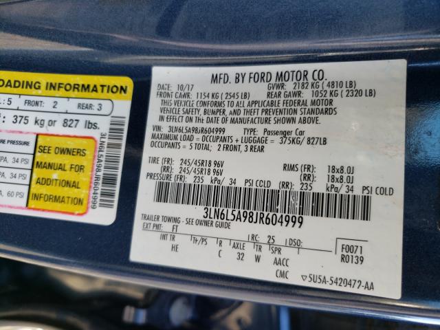 2018 LINCOLN MKZ PREMIE 3LN6L5A98JR604999