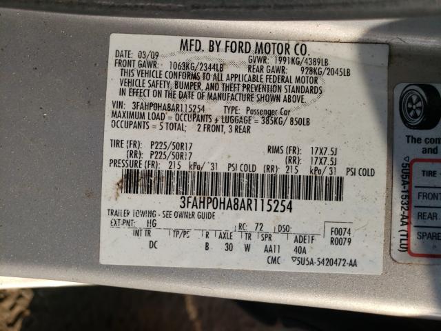 2010 FORD FUSION SE 3FAHP0HA8AR115254