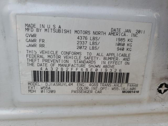 2011 MITSUBISHI GALANT FE 4A32B2FF6BE019326