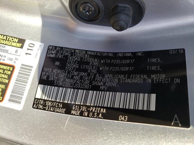 5TDKZ3DC2JS932901 Toyota Sienna Le 2018. Фото: 9