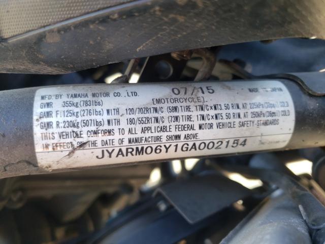 2016 YAMAHA FZ07 C JYARM06Y1GA002154