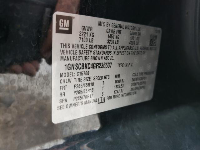 2016 CHEVROLET TAHOE 1GNSCBKC4GR236537